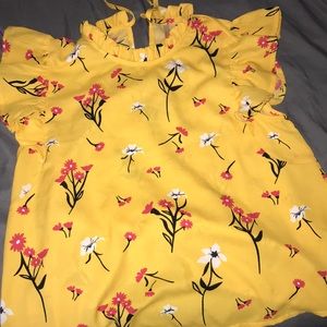 Yellow floral blouse